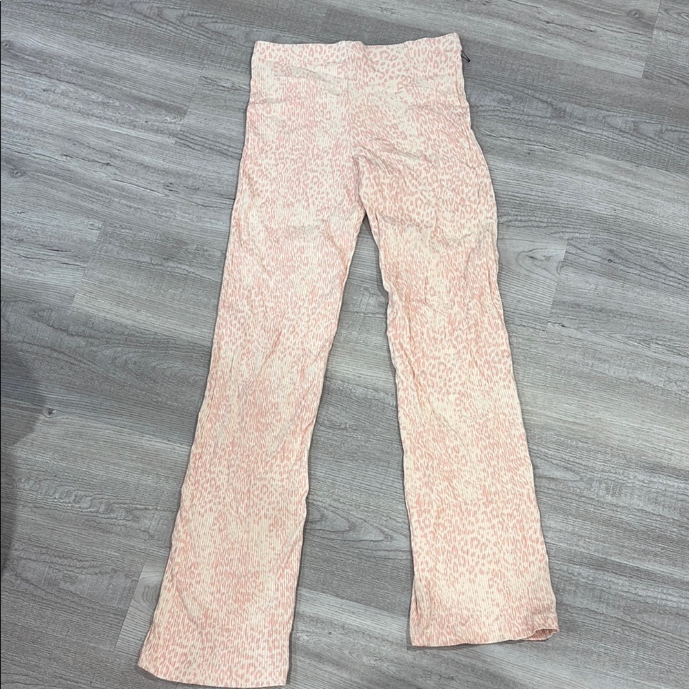 LESET Cream and Pink Leopard Print Pants
